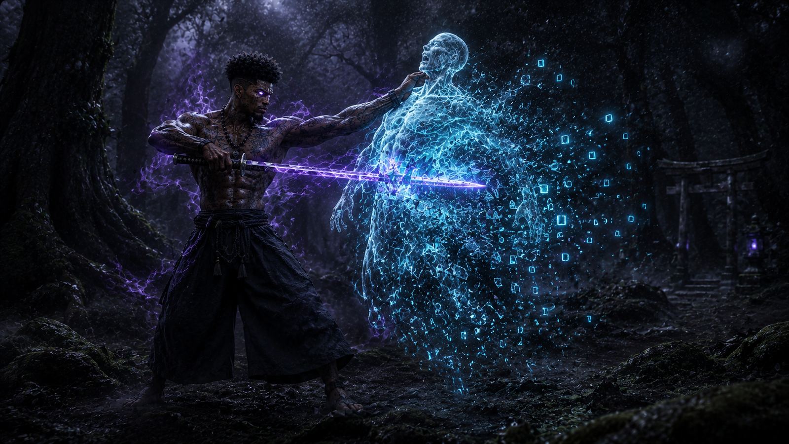 The Last Sage — glowing violet eyes